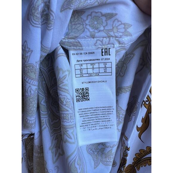 Guess Men's Vintage Y2k Knit Jersey Button Up Shirt Paisley White Size Large - Picture 6 of 8